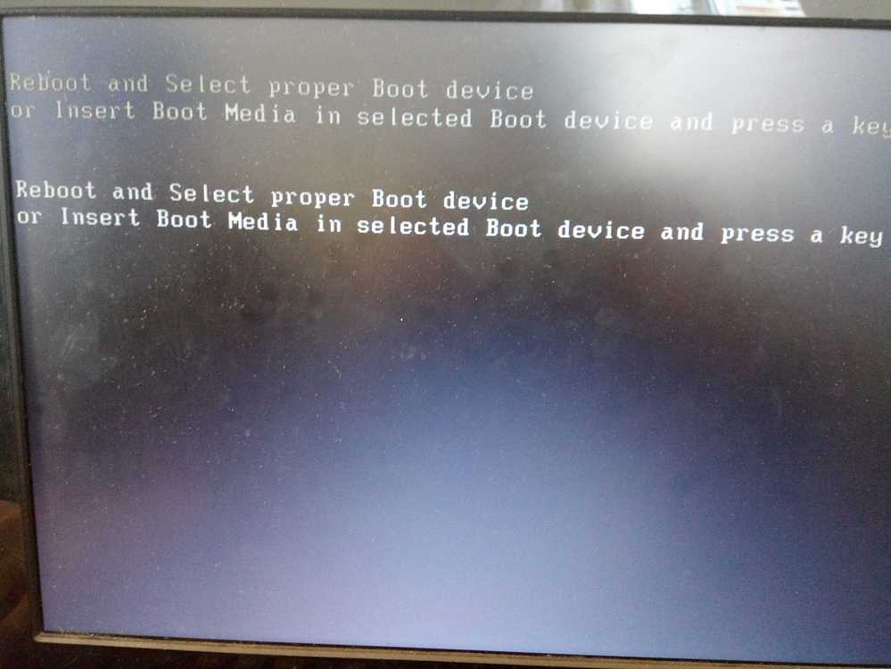 Ошибка reboot and select proper boot device