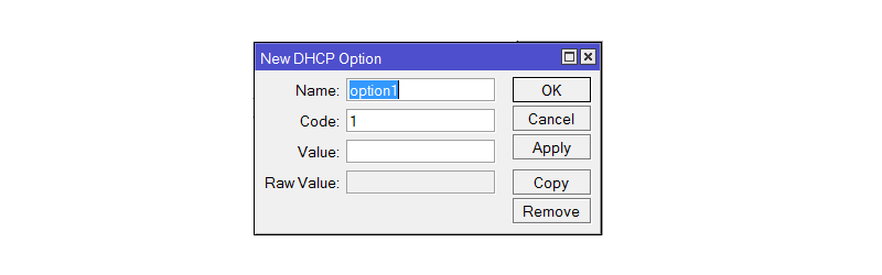 Поле value. Опция 66 DHCP. DHCP code.