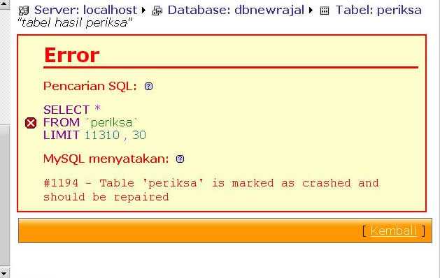 Nagios xi - crashed database tables