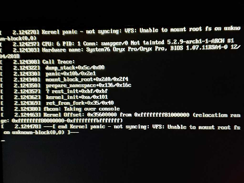 Kernel panic not syncing: vfs: unable to mount root fs serveradmin.ru.